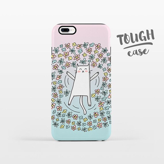 Flower Angel Cat iPhone Case iPhone 8 Plus Case iPhone X Case iPhone 7 Case iPhone 8 Case iPhone 6 Plus Case 6s SE 5s 5c Floral Pastel Cute