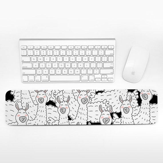 Llama Keyboard Wrist Pad Rest, Black and White Wrist Keyboard Rest, Alpaca Wrist Rest for Keyboard Pad, Cute Desk Office Decor for Men Women