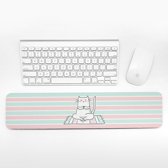 Cat Keyboard Wrist Rest Pad Mint Green Pink Wrist Keyboard Pad Yoga Wrist Pad for Keyboard Rest Cute Decor Office Desk Accessories for Women