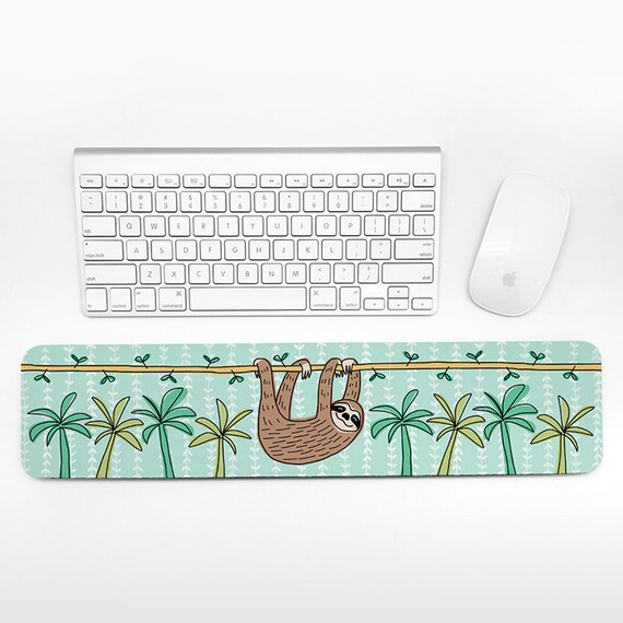Sloth Keyboard Wrist Rest Pad Mint Green Wrist Keyboard Pad Tropical Wrist Pad for Keyboard Rest Women Gift Decor Office Desk Accessories
