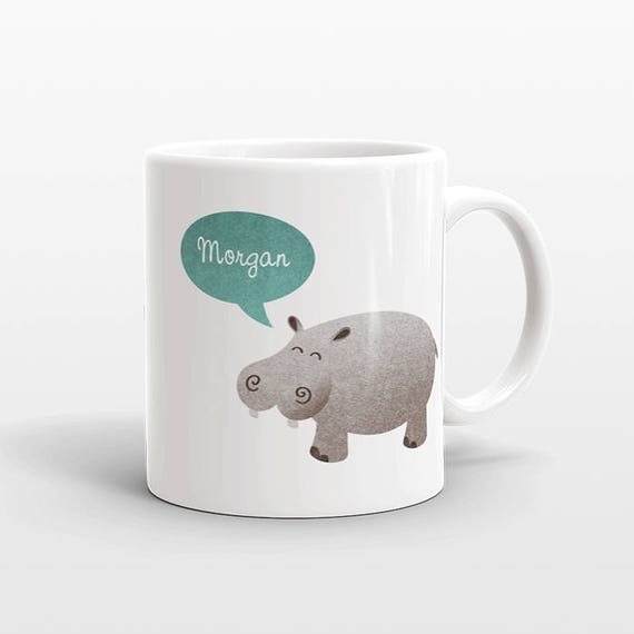 Custom Name Coffee Mug Hippopotamus Hippo Gift Idea for Women Men Her Him Mom Dad Adult Kid Best Friend Birthday Teacher Gift Personalized