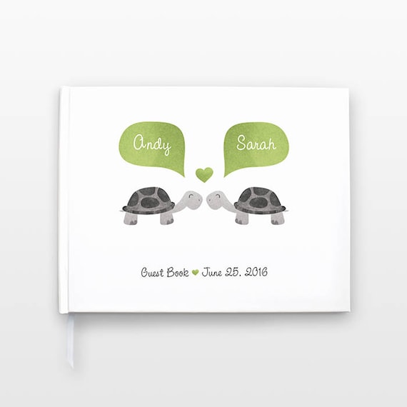 Turtle Wedding Guestbook, Bridal Shower Guest Book, Animal Wedding Guest Book, Unique Engagement Gift, Personalized Journal, Couple Notebook