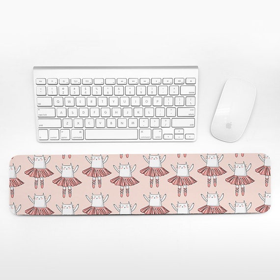 Ballerina Cat Keyboard Wrist Rest Pad, Coral Peach Wrist Keyboard Rest, Ballet Wrist Pad for Keyboard Pad, Cute Desk Cubicle Decor for Women