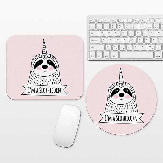 Slothicorn Sloth Unicorn Mouse Pad Pink Mousepad Funny Cute Mouse Mat Circle Round Rectangular, Desk Decor Office Desk Accessories for Women
