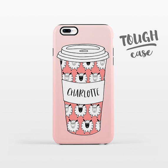 Sheep Cup Coffee Phone Case NAME Custom iPhone Case Personalized iPhone 8 Plus Case iPhone X Case iPhone 7 Case iPhone 6 Plus iPhone 6s SE