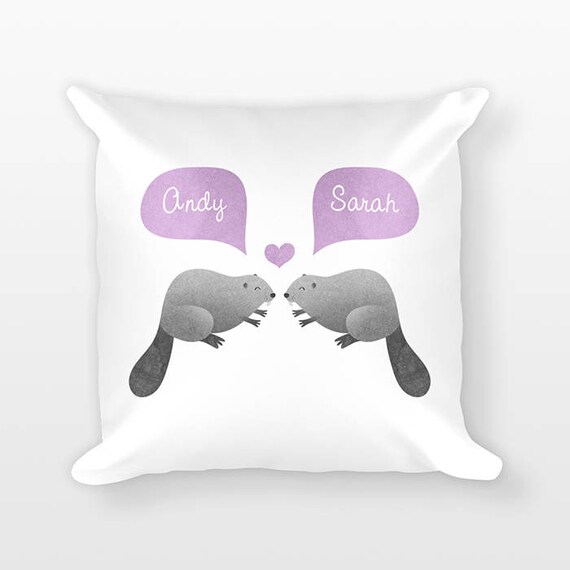 BEAVER Pillow, Animal Couple Pillow, Personalized Pillow, Unique Wedding Gift for Couple, Custom Throw Pillow, Decorative Pillow for Couch