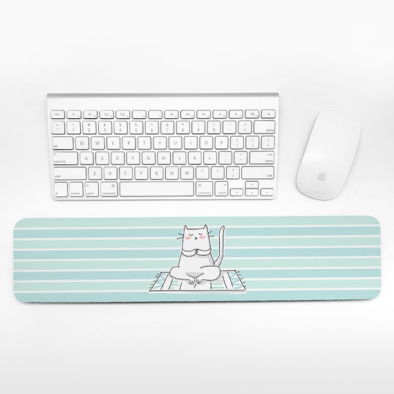 Cat Keyboard Wrist Rest Pad, Aqua Blue Mint Green Wrist Keyboard Rest, Yoga Wrist Pad for Keyboard Pad, Cute Desk Cubicle Decor for Women