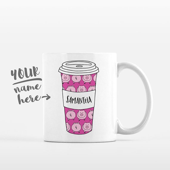 Pig Mug Pig Pattern Tumbler Cup Drawing Pig Personalized Mug Custom Coffee Mug Name Coffee Cup Personalized Gift for Women Pig Gift for Girl