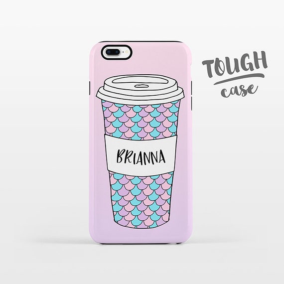 Mermaid Cup Coffee Phone Case NAME Personalized iPhone Case Custom iPhone X Case iPhone 8 Case iPhone 7 Plus Case iPhone 6 Plus iPhone SE