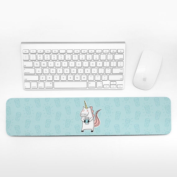 Coffee Unicorn Keyboard Wrist Rest Pad Blue Wrist Keyboard Pad Wrist Pad for Keyboard Rest Cute Office Decor Desk Accessories for Women Gift