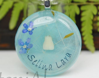 Erinnerungsschmuck mit Milchzahn/ personalisiert mit Namen/Andenken/Milchzahnschmuck