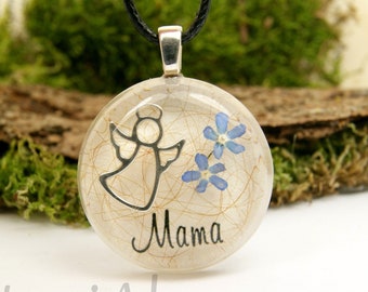 Joyería de recuerdo de ángel con cabello / Personalizada con nombre / Recuerdo