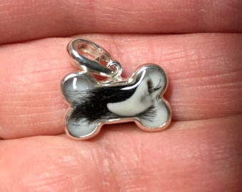 Hundehaare Halskette Andenken 925 Silber/Knochen