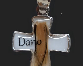 Kreuz 925 Silber Andenken mit Haaren