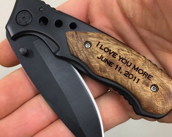 Fathers Day Gift From Wife, Husband Gift, I love you more, engraved pocket knife, anniversary gifts, wedding gift from bride, Birthday gift