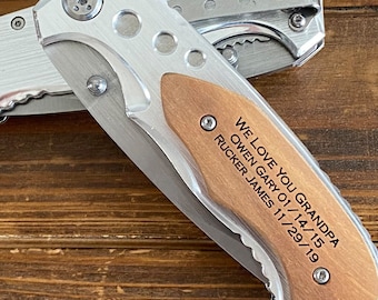 Gifts for Grandpa, Grandpa Fathers Day Gift, Gift for Grandpa, Gift for Grandpa from Grandkids, Pocket Knife Personalized for Papa