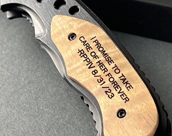 Father of the Bride Gift From Groom on Wedding Day Custom Engraved Pocket Knife for Father in Law, Personalized Engraved Knife For Dad