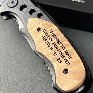 Father of the Bride Gift From Groom on Wedding Day Custom Engraved Pocket Knife for Father in Law, Personalized Engraved Knife For Dad image 1