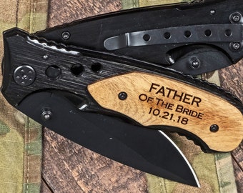 Father of the Bride Gift Custom Engraved Pocket Knife, Father Daughter Gift, Father of the Groom Personalized Engraved Knife For Dad