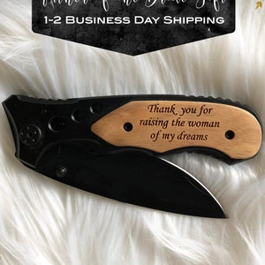 Father of the Groom Gift, Father Daughter Gift, Father in Law Gift, Father of the Groom, Personalized Engraved Knife, Father's Day Gift image 1