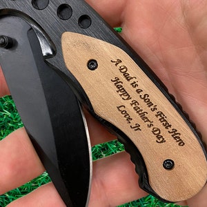 Fathers Day Gift From Son, Father's Day Gift For Dad, First Father's Day Gift, Engraved Pocket Knife, Gift from Wife, Daughter, Son image 3