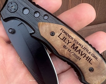 Fathers Day Gift From Daughter Personalized Pocket Knife Forever your Little Girl Dad Gifts for Father's Day Custom Under 25 Gifts for Dad