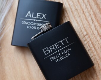 Personalized Flasks for Groomsmen Gifts Proposal Ideas Groomsmen Gifts Black Custom Flask Best Man Father of the Bride Usher Groomsman Groom