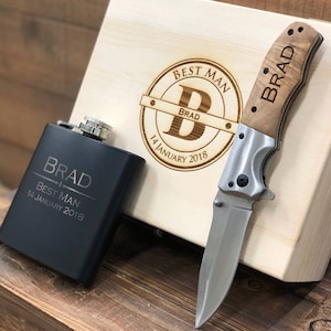 Juego De Regalo De Padrinos De Boda, Caja De Regalo De Padrinos De Boda, Regalos Únicos De Padrinos De Boda, Regalos De Padrinos Creativos, Ideas De Regalos De Padrinos De Boda, Ideas De Bodrinos De Boda, Boda Wood Box\Flask\Knife