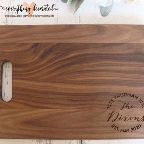 New Home Gift Personalized Cutting Board With Custom Address Etsy