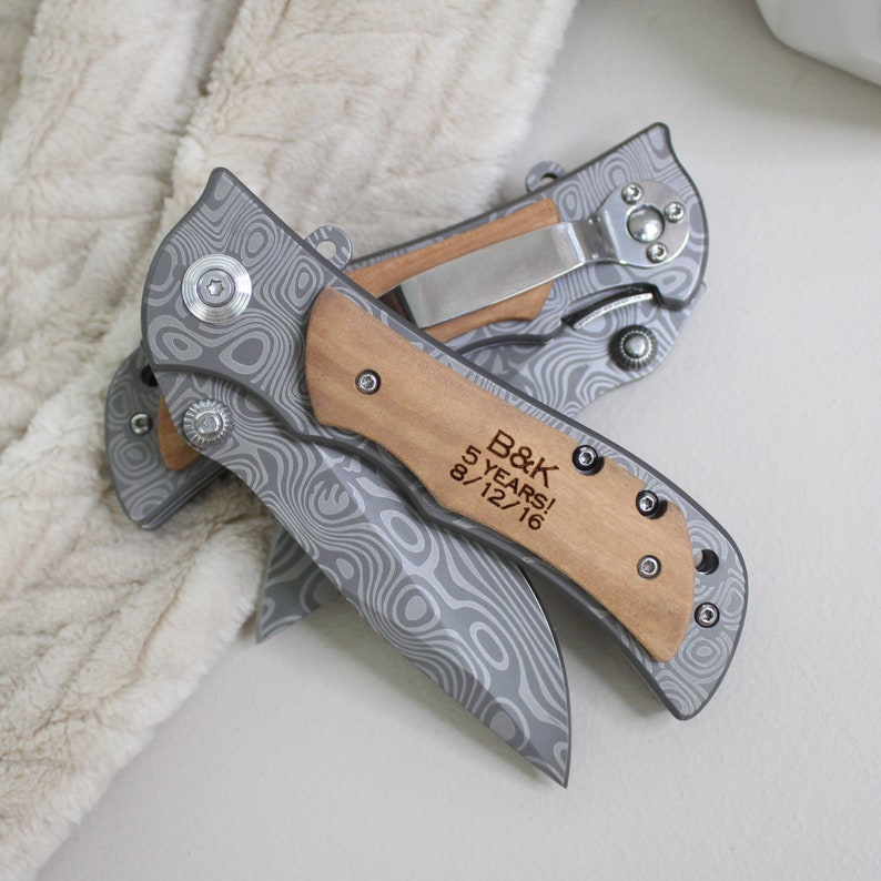 Monogram Knife, Custom Knives, Pocket Knife, Hunting Knife, Personalized Knife, Engraved Knives, Wood Knife, Folding Knife image 9