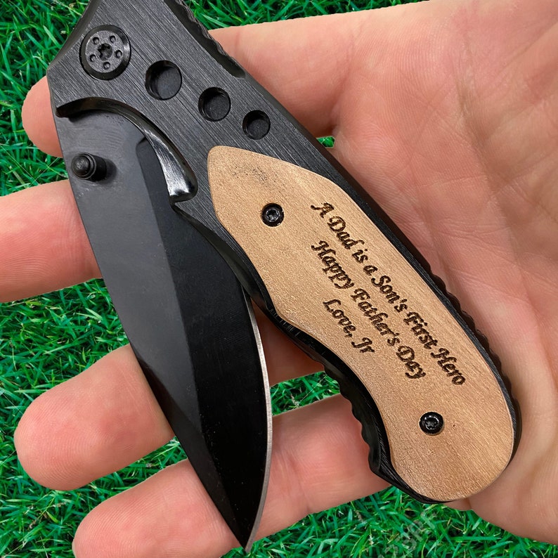 Fathers Day Gift From Son, Father's Day Gift For Dad, First Father's Day Gift, Engraved Pocket Knife, Gift from Wife, Daughter, Son image 3