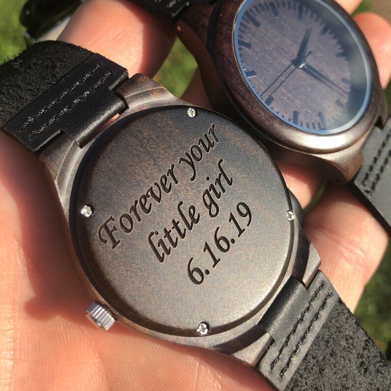 Dad Gift for Father Mens Wood Watch Engraved Watch for Daddy Etsy