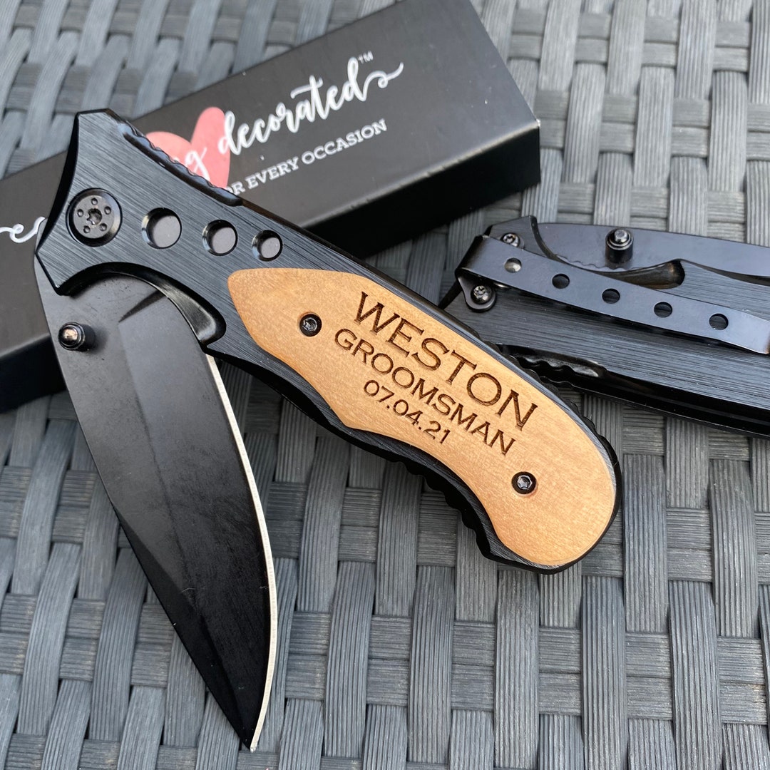 Groomsmen Knives, Custom Engraved Pocket Knives Groomsman Asking Gift, Bachelor Party Groomsmen