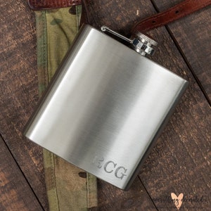 Personalized Flask For Men, Stainless Steel Flask Engraved with Custom Initials, Groomsmen Flasks