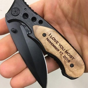 Fathers Day Gift For Dad, First Father's Day Gift, Engraved Pocket Knife with Birthdays of Children, Gift from Wife, Daughter, Son image 4