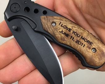 Engraved Pocket Knife for Boyfriend, Personalized Knife for Husband, Hunting Knife, Custom Knife, Boyfriend Gift, Husband Gift, Pocket Knife