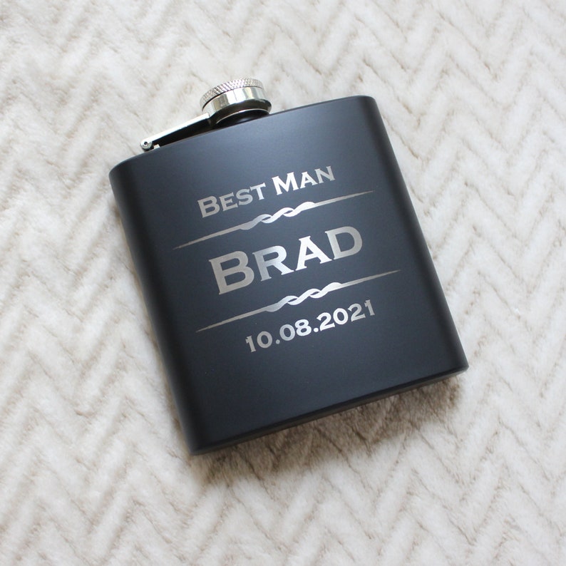 Engraved Flask Personalized Black Flasks Groomsmen Gift Etsy Canada