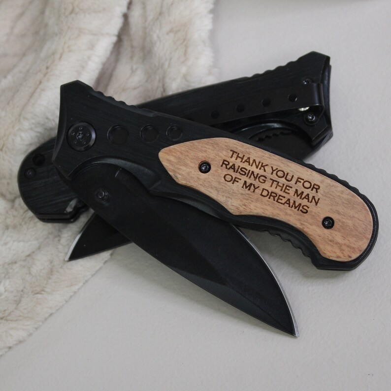 Father of the Groom Gift, Father Daughter Gift, Father in Law Gift, Father of the Groom, Personalized Engraved Knife, Father's Day Gift Black