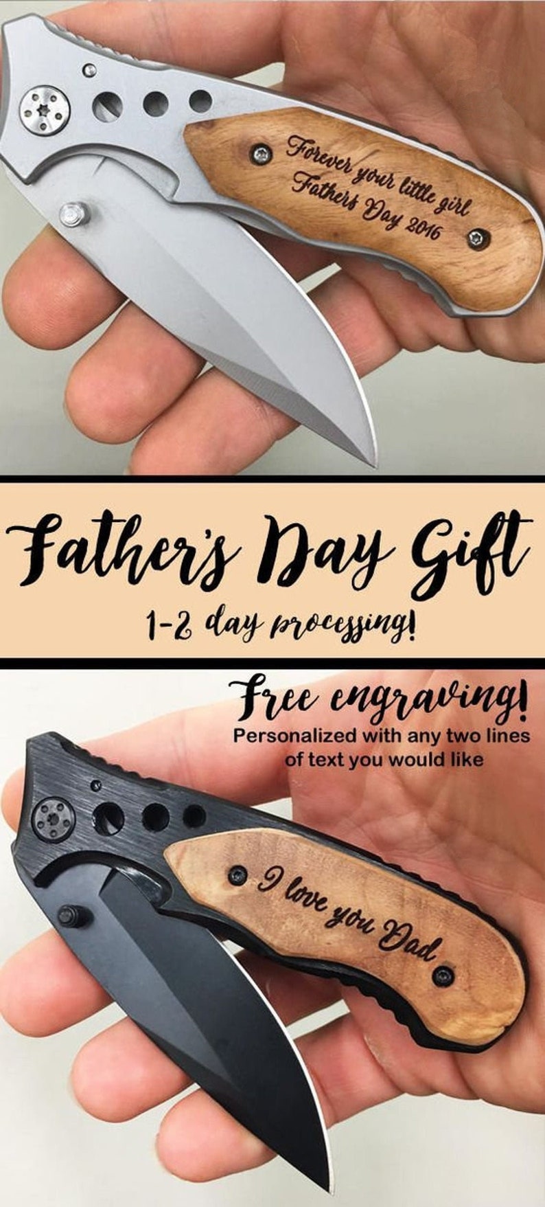 Fathers Day Gift For Dad, First Father's Day Gift, Engraved Pocket Knife with Birthdays of Children, Gift from Wife, Daughter, Son image 1