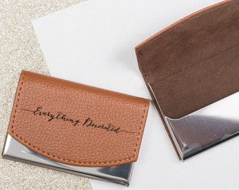 gifts for him - gifts for her - personalized gift - gift - business card holder - gifts - personalized business card holder - leatherette