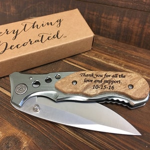 Father of the Bride Gift, Father Daughter Gift, Father in Law Gift, Father of the Groom, Personalized Engraved Knife, Father's Day Gift image 1