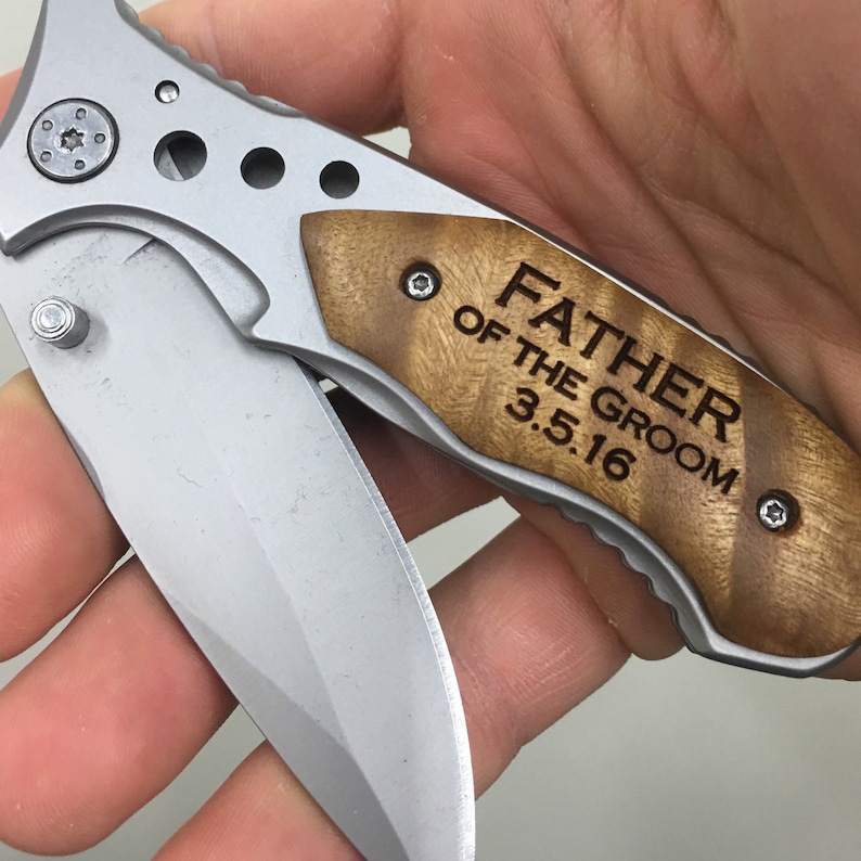Father of the Bride Gift From Groom on Wedding Day Custom Engraved Pocket Knife for Father in Law, Personalized Engraved Knife For Dad Stainless