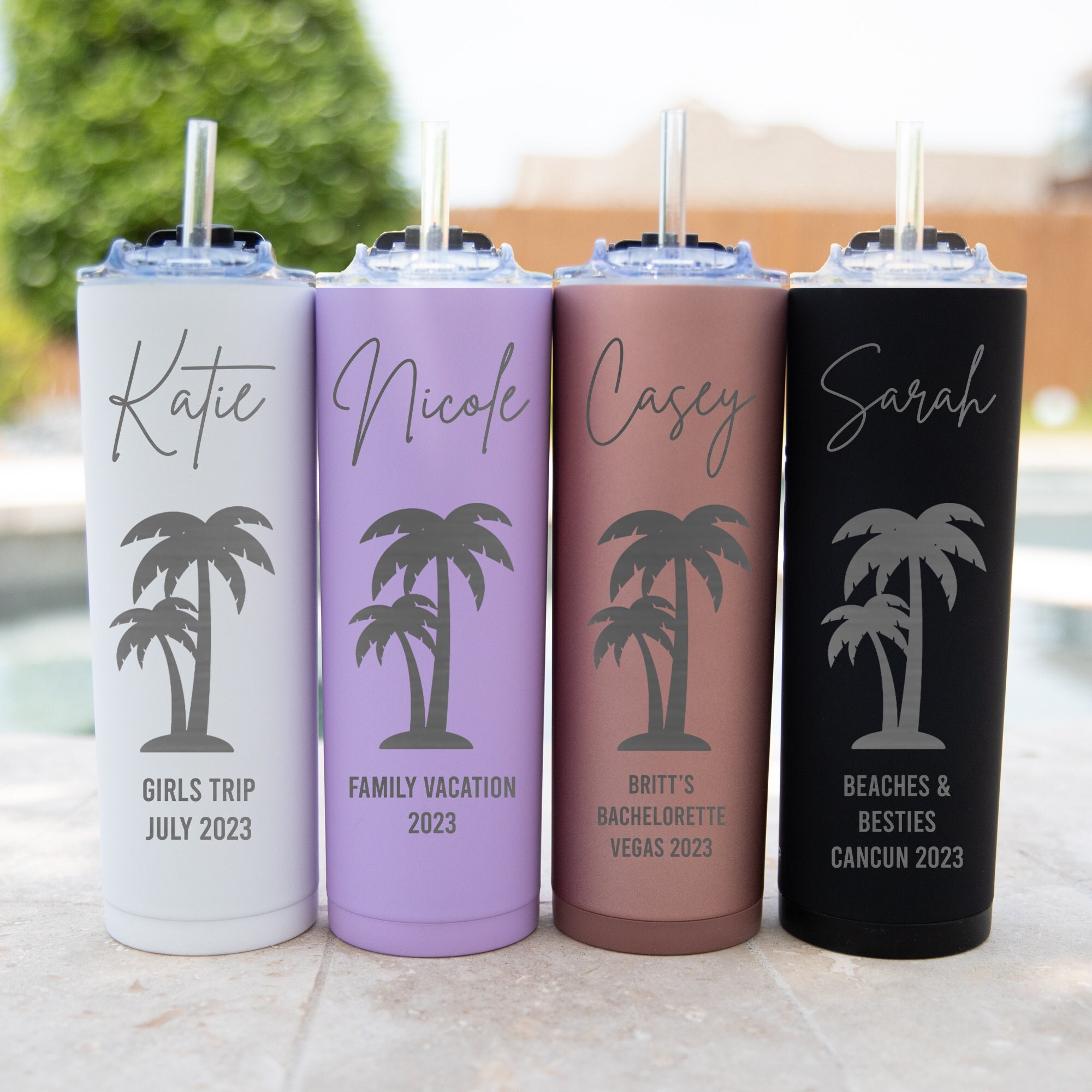 Personalized Vacation Tumblers With Straw, Design: FM13 - Everything Etched