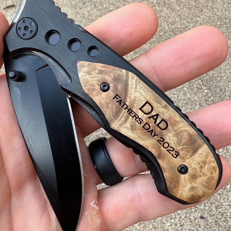 Fathers Day Gift For Dad, First Father's Day Gift, Engraved Pocket Knife with Birthdays of Children, Gift from Wife, Daughter, Son imagem 9