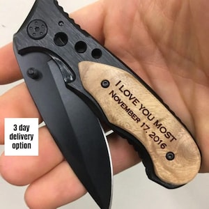 Boyfriend Gift, I love you most Engraved pocket knife, gifts for boyfriend, anniversary gift, Boyfriend Birthday Gift, Gift for Boyfriend image 1