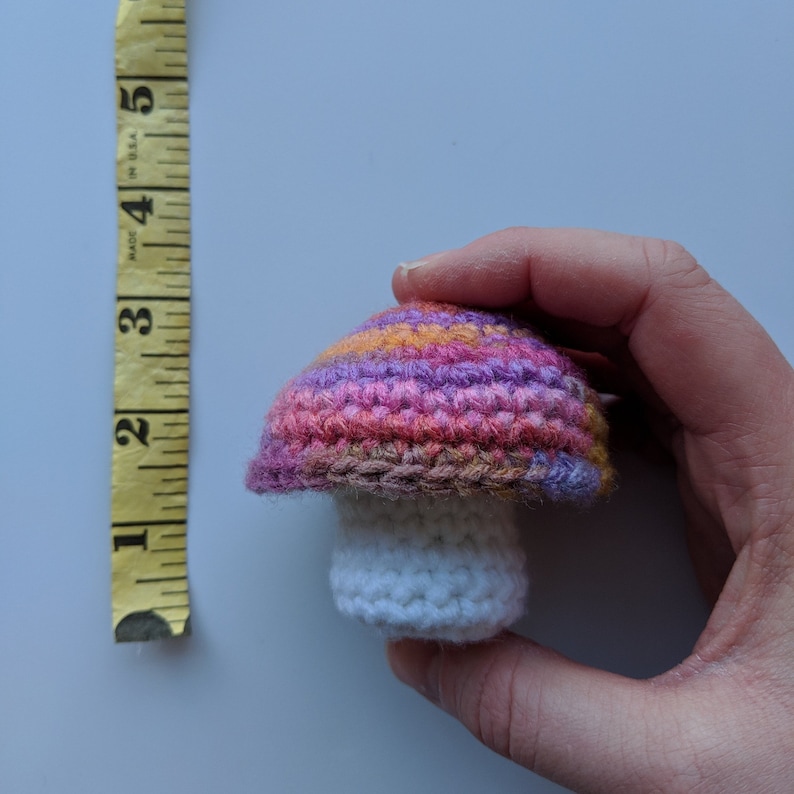 Shades of Purple and White Crochet Amigurumi Mushroom Cat Toy with Catnip Pink Yellow