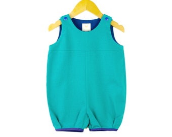 Baby Overall Rompers strong türkis 100% linen for toddlers and babies - NB -> 3Y - alualiule - Alua Liulé