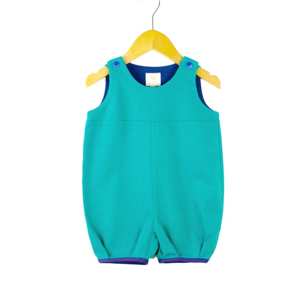 Baby Overall Rompers strong türkis 100% linen for toddlers and babies - NB -> 3Y - alualiule - Alua Liulé