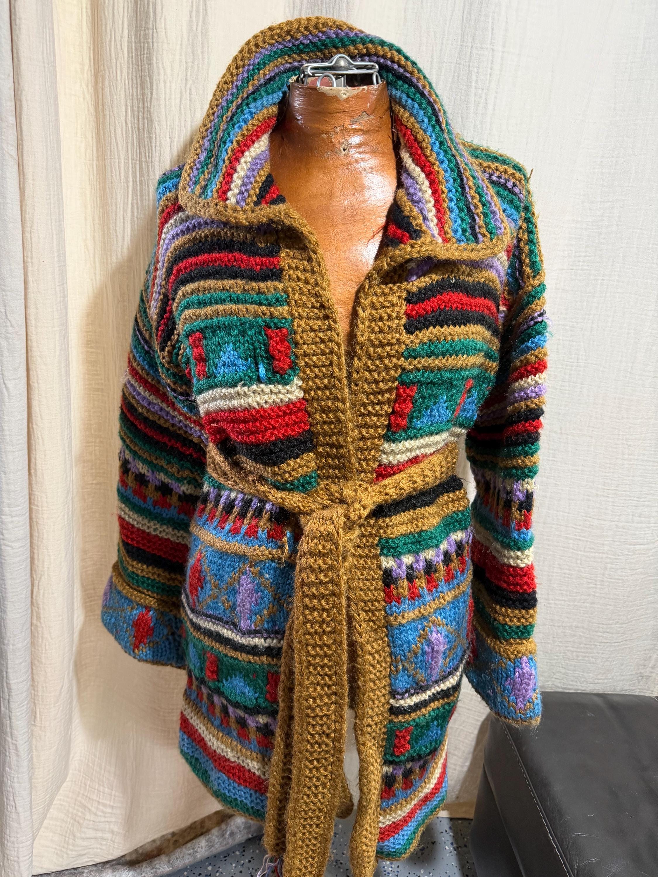 Womens Vintage 70's Belted Cardigan - Etsy