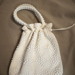 Bolso de mano vintage con cuentas de caramelo y gomitas, color blanco